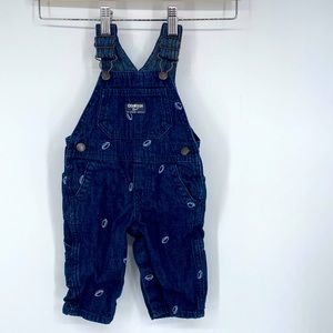 OshKosh Bgosh Overalls Boys 6M Blue Denim‎ Football Kids Youth Casual Baby